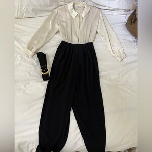 Black and White Jumpsuit With Belt